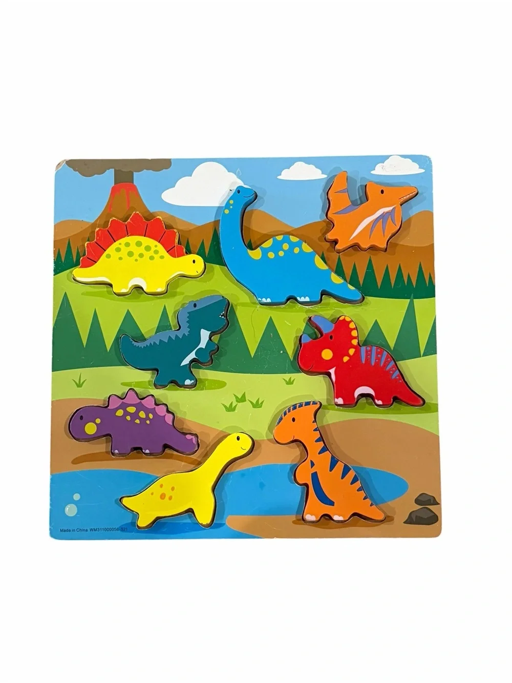 Colorful Wooden Dinosaur Puzzle - Multi-Color Kids Toy